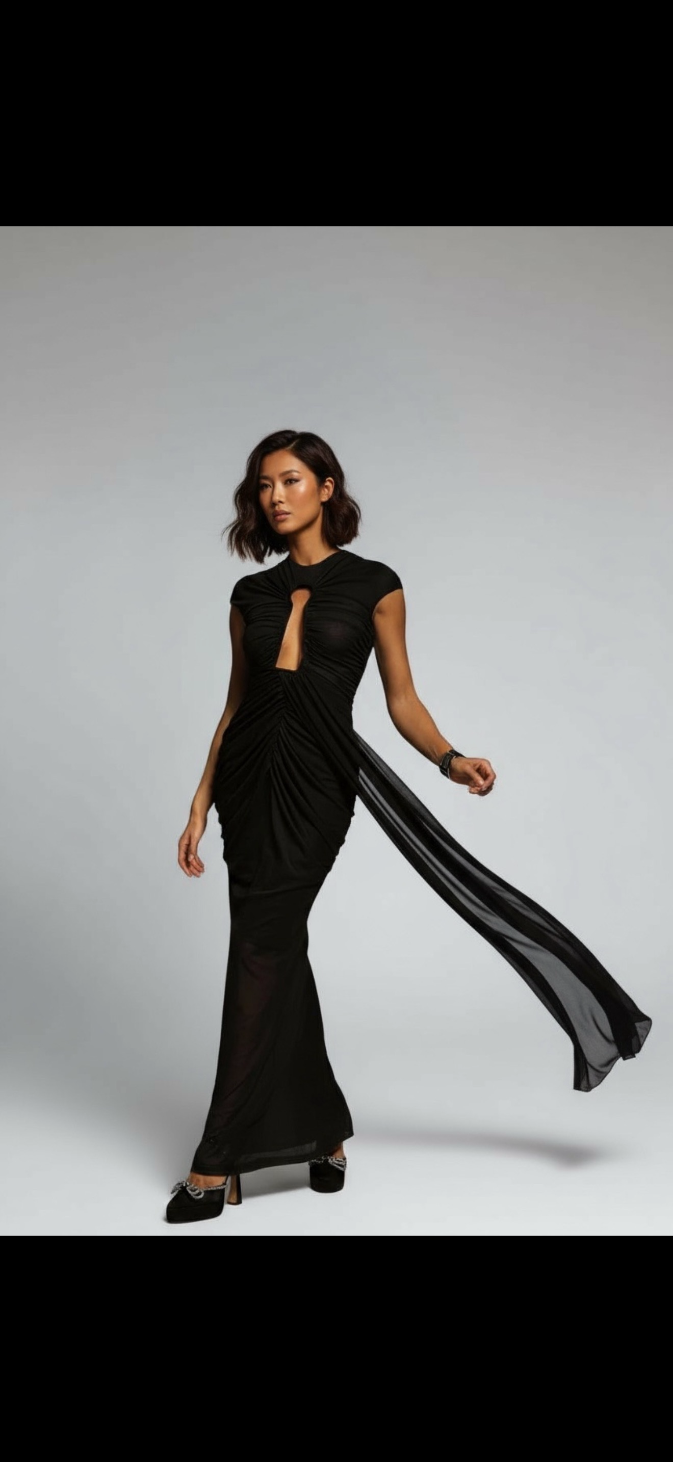 Midnight Eclipse Drape Maxi Dress
